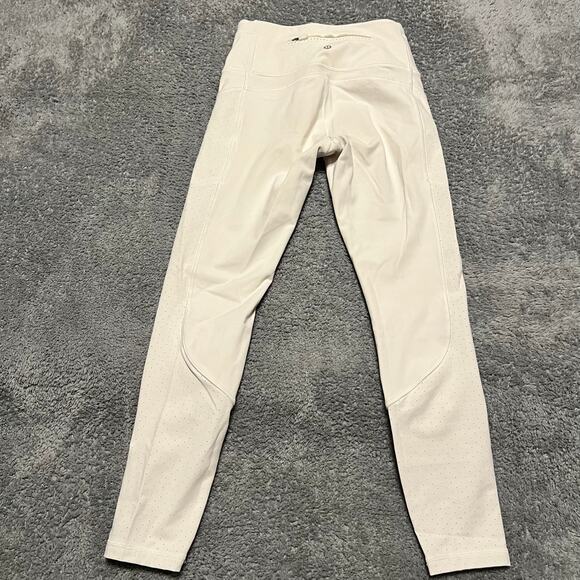 Lululemon Leggings Womens 4 Mind Over Miles Crop Activewear Workout Pants White - Picture 4 of 9